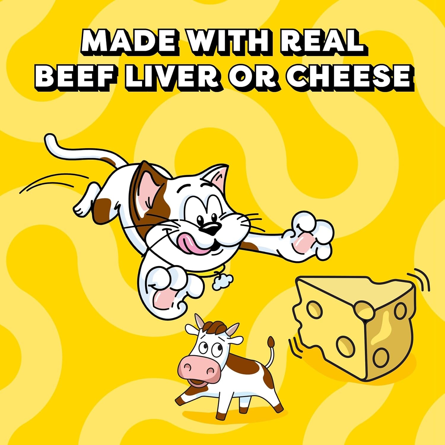 Creamy Puree Squeezable Lickable Cat Treats, Wet Cat Treats with Beef Liver and Cheese Variety Pack, 0.42 Oz. Tubes, 24 Count