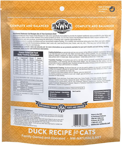 Freeze-Dried Duck Cat & Kitten Food – Bite-Sized Nibbles – Healthy, Limited, Human-Grade Ingredients, All-Natural, High-Protein – Complete & Balanced, Grain-Free – 11 Oz (Pack of 3)